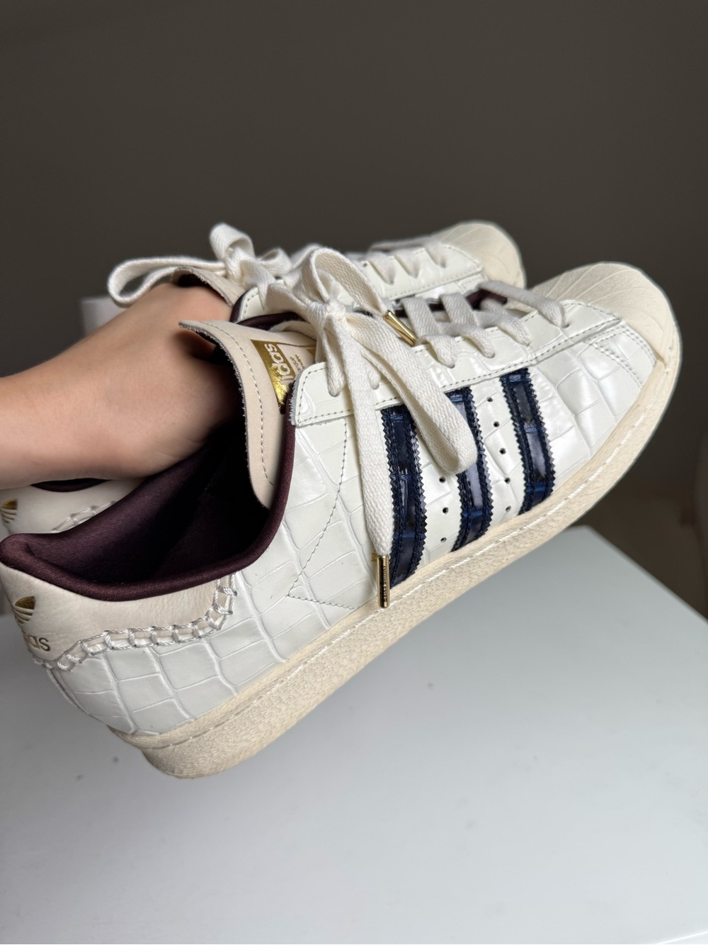 adidas Superstar Wales Bonner Croc White Navy Sneakers Size 13 - Picture 2 of 16